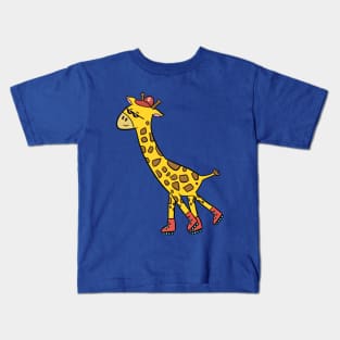 Rollerskater Giraffe Kids T-Shirt